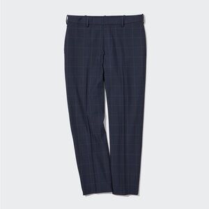 Uniqlo smart 2-way stretch navy windowpane ez tapered pants small